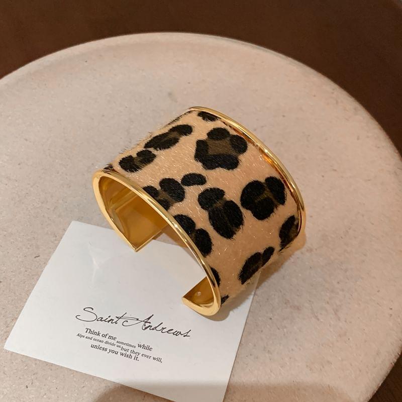 Leopard Print Flocking Alloy Open Bangle (Various Designs) Product Image