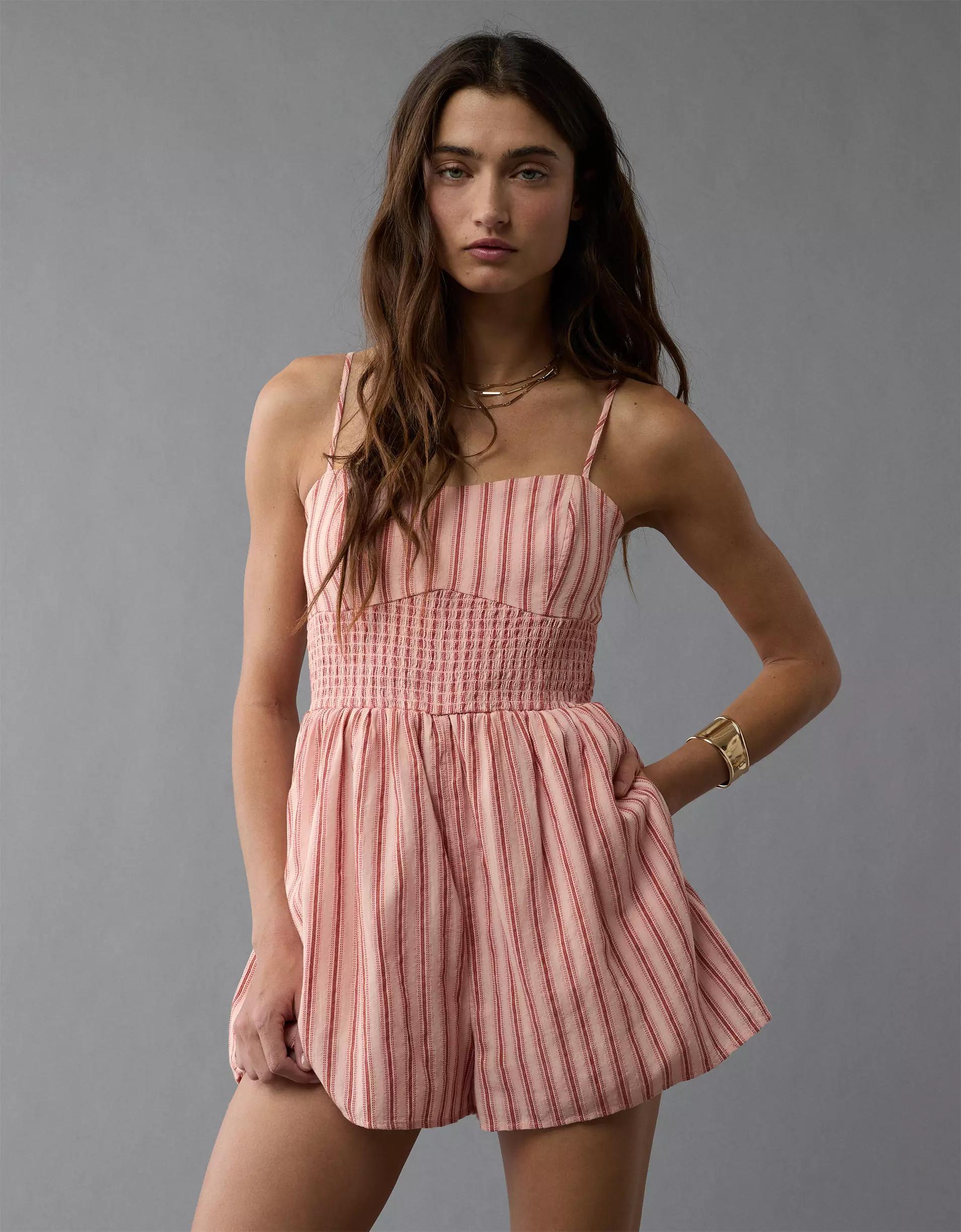 AE Smocked Square Neck Romper Product Image