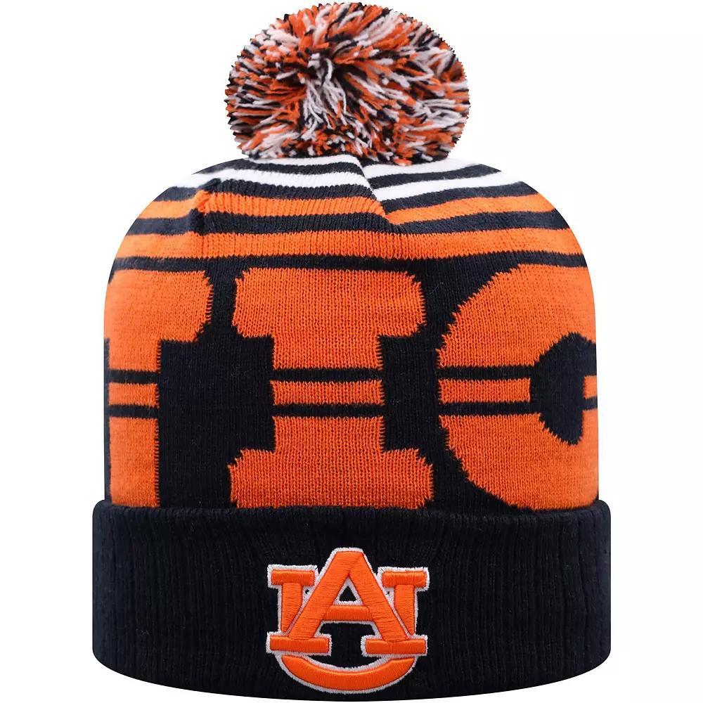 Men's Top of the World Navy/Orange Auburn Tigers Colossal Cuffed Knit Hat with Pom, Blue Product Image