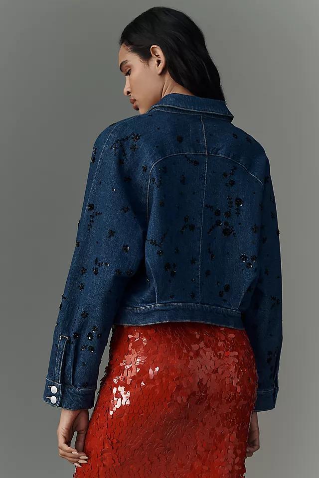 Pilcro Dolman-Sleeve Beaded & Sequin Denim Jacket Product Image