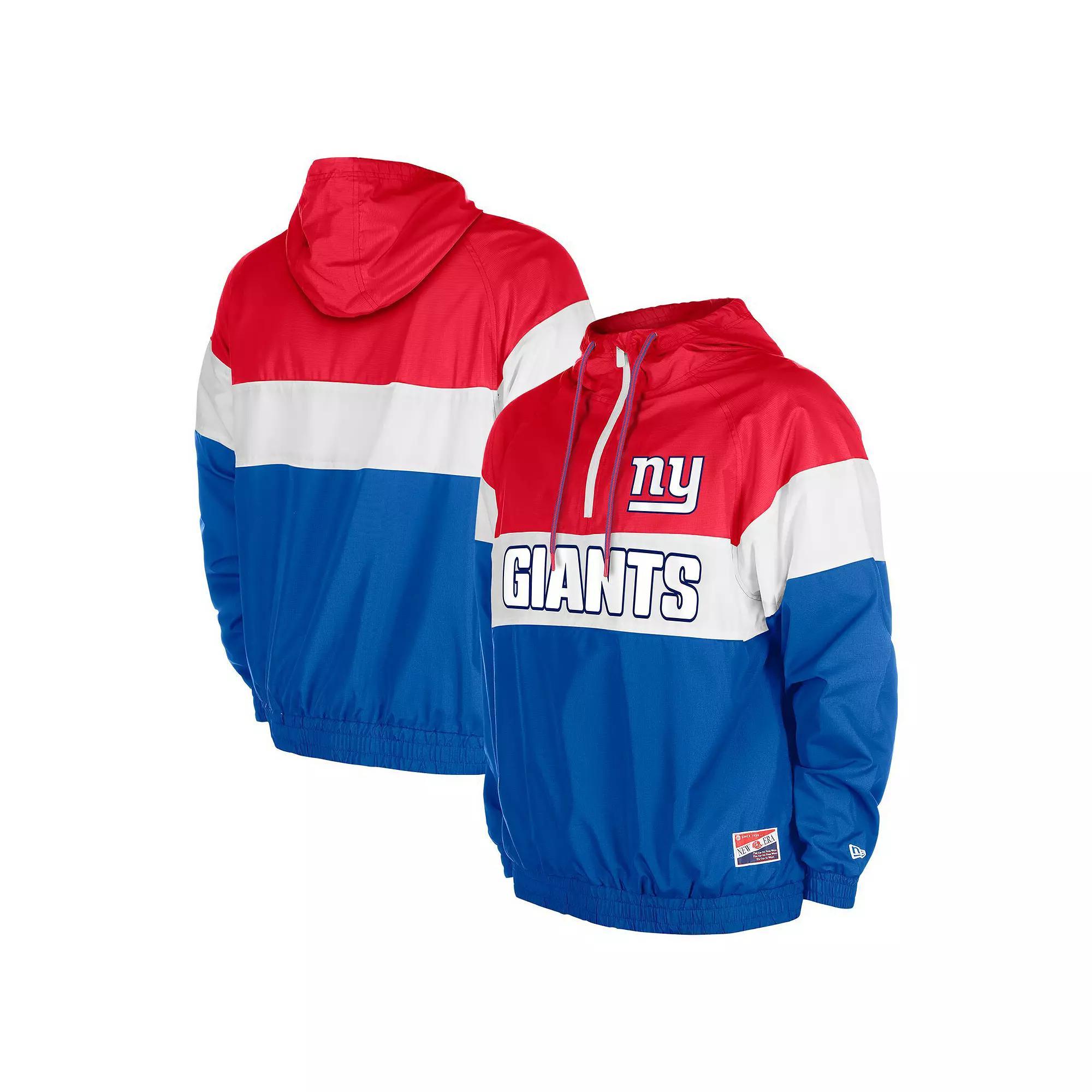 Men's New Era Royal New York Giants 3rd Down Raglan Quarter-Zip Windbreaker Jacket,  Product Image