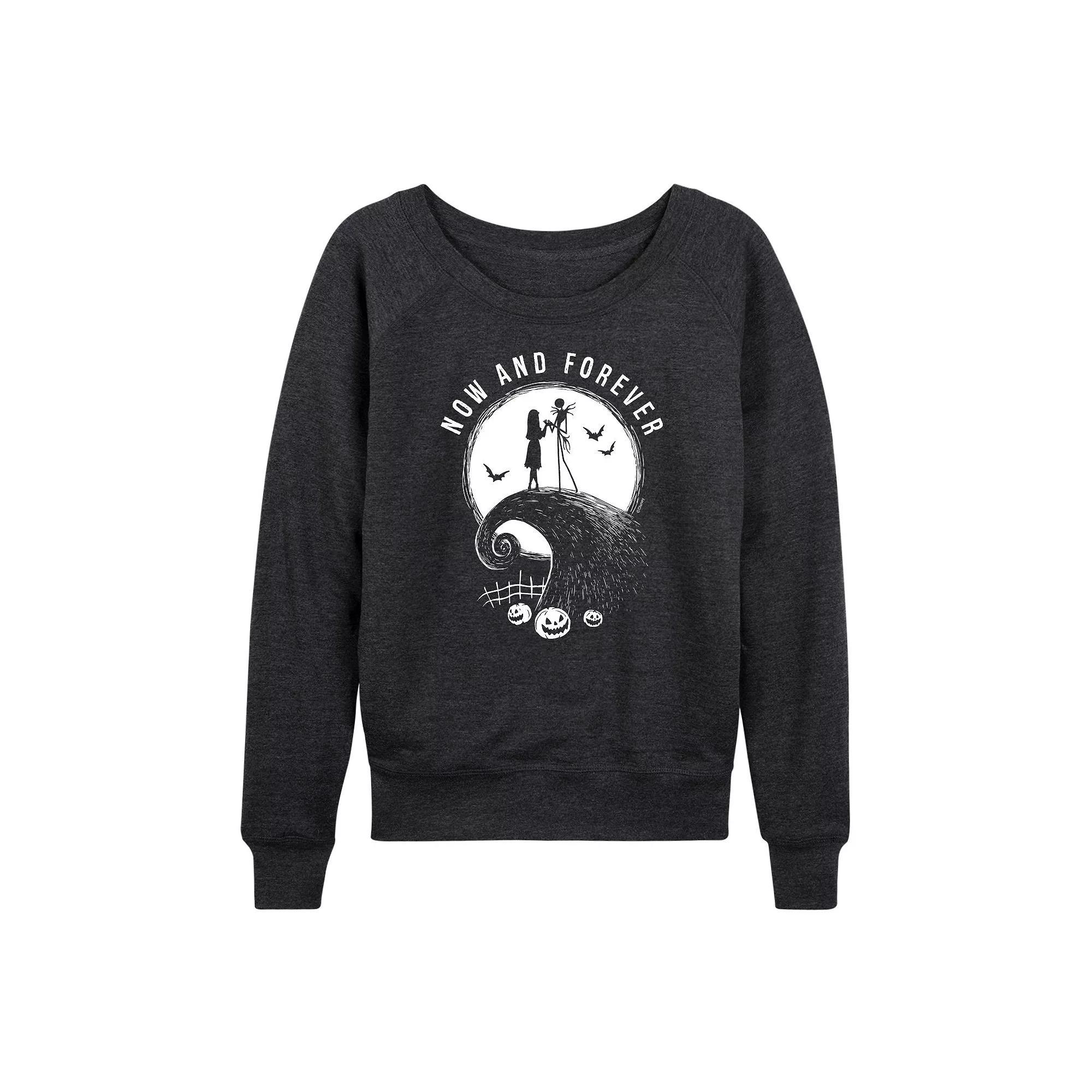 Disney's Nightmare Before Christmas Jack & Sally Women's Now and Forever French Terry Long Sleeve Tee,  Product Image