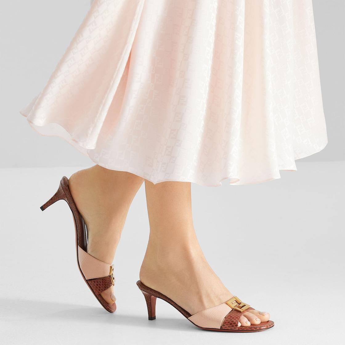 Fendi FFoldBlue and gray ayers medium-heeled sandals Product Image