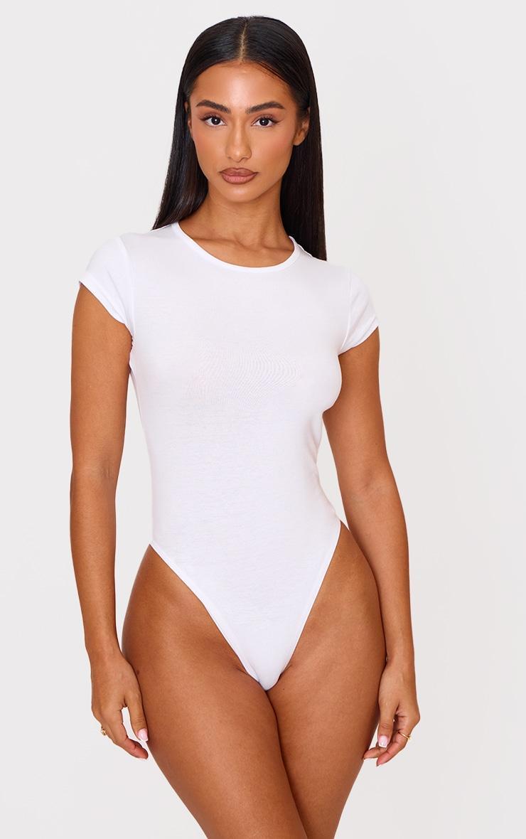 Petite White Modal Cotton T-shirt Bodysuit Product Image