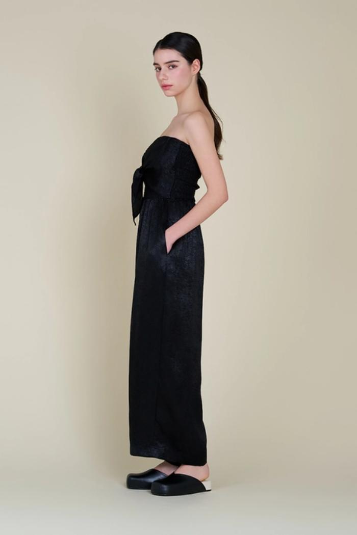 Tie Front Shine Strapless Jumpsuit Product Image