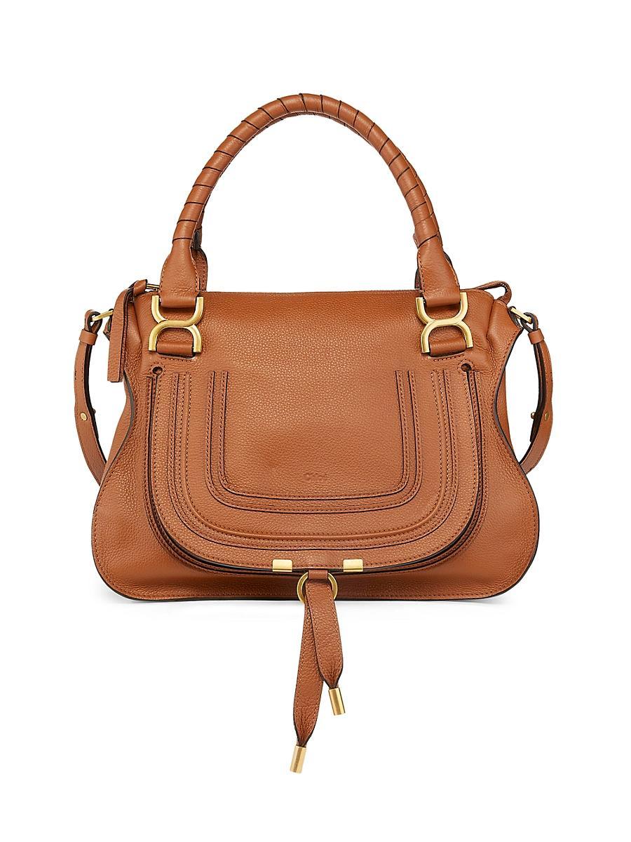 Marcie Medium Double Carry Satchel Bag in Grained Leather Product Image