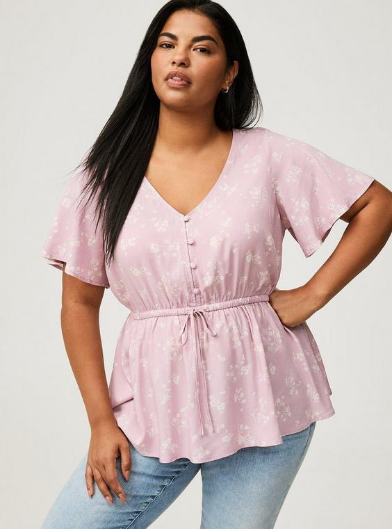 Babydoll Challis Flutter Sleeve Top Product Image