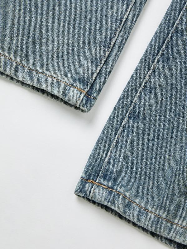 Men's Faded Vintage Denim Loose Jeans Product Image