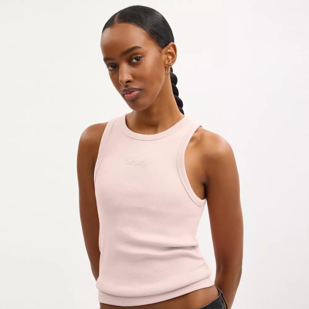 Ribbed Coach Script Tank Top Product Image