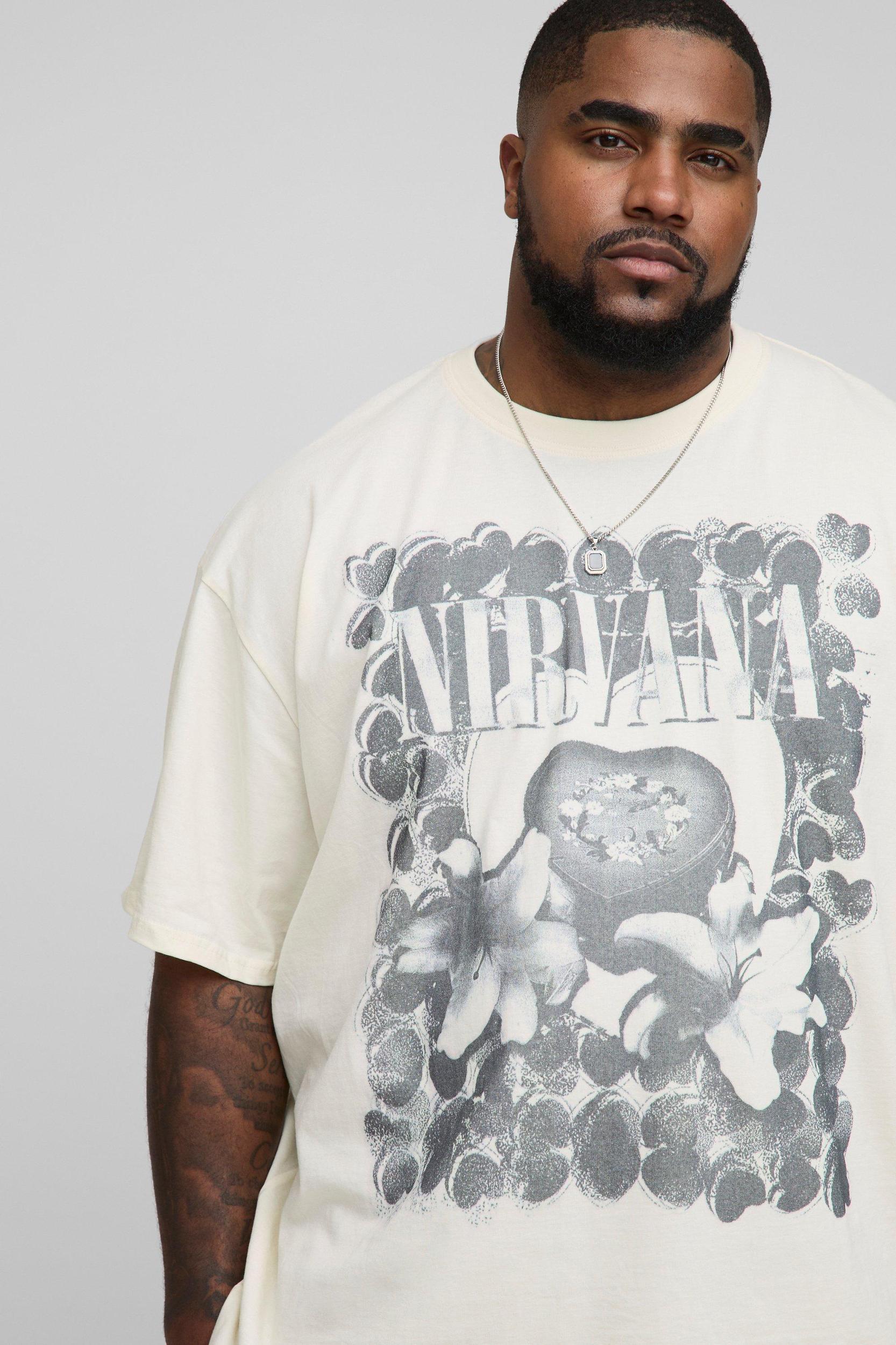 Plus Oversized Nirvana License Print T-Shirt | boohooMAN USA Product Image