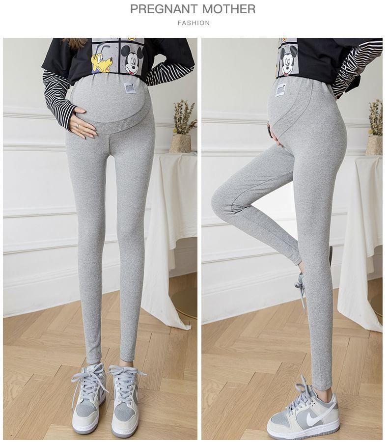 Maternity High Rise Plain Fleece-Lined Leggings / Set Product Image