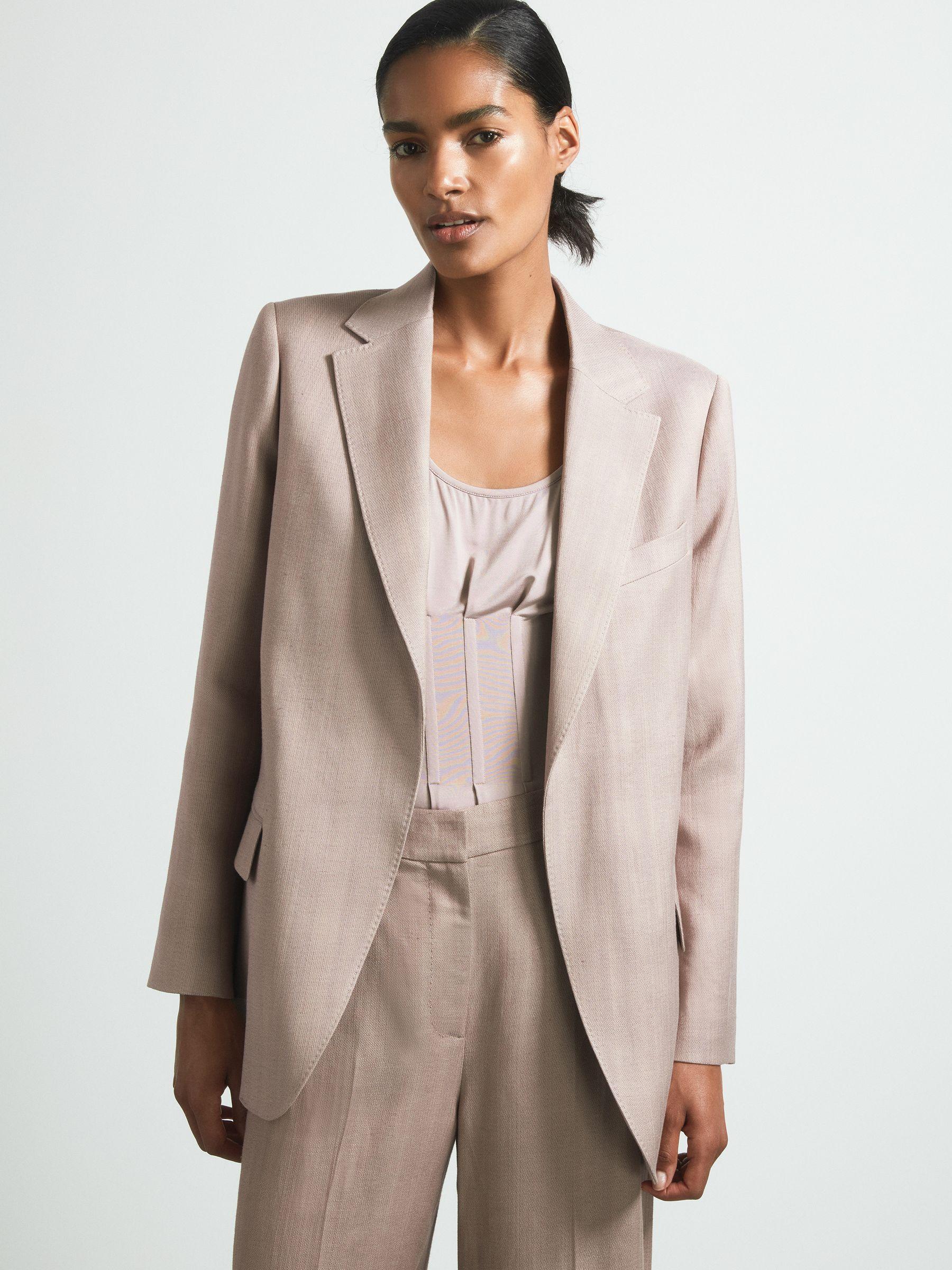 Atelier Tailored Double Breasted Suit Blazer in Pink Product Image