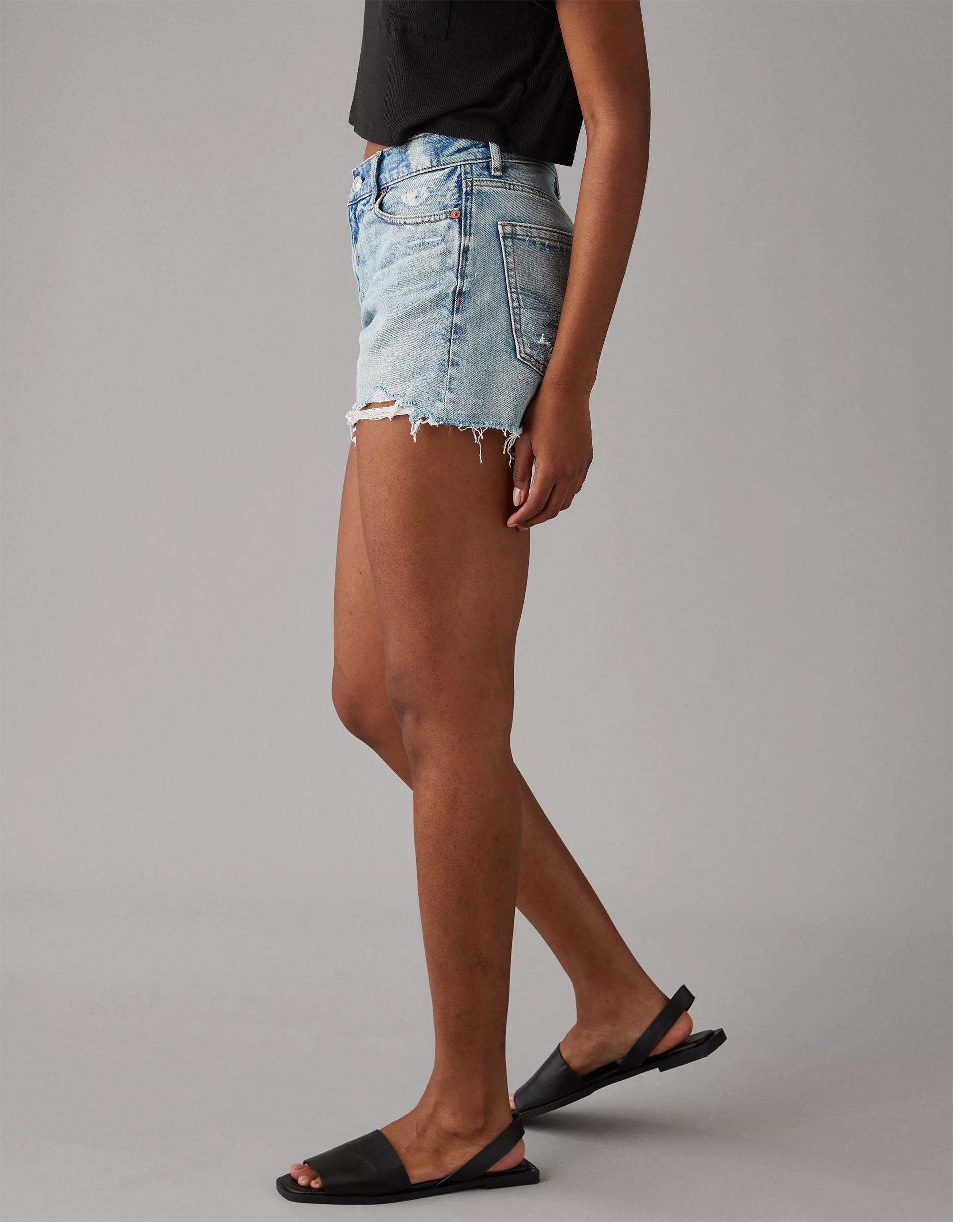 AE Strigid Super High-Waisted Relaxed Ripped Denim Short Product Image