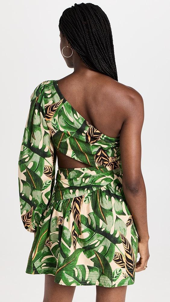 FARM Rio Tropical Leaves One Shoulder Mini Dress | Shopbop Product Image