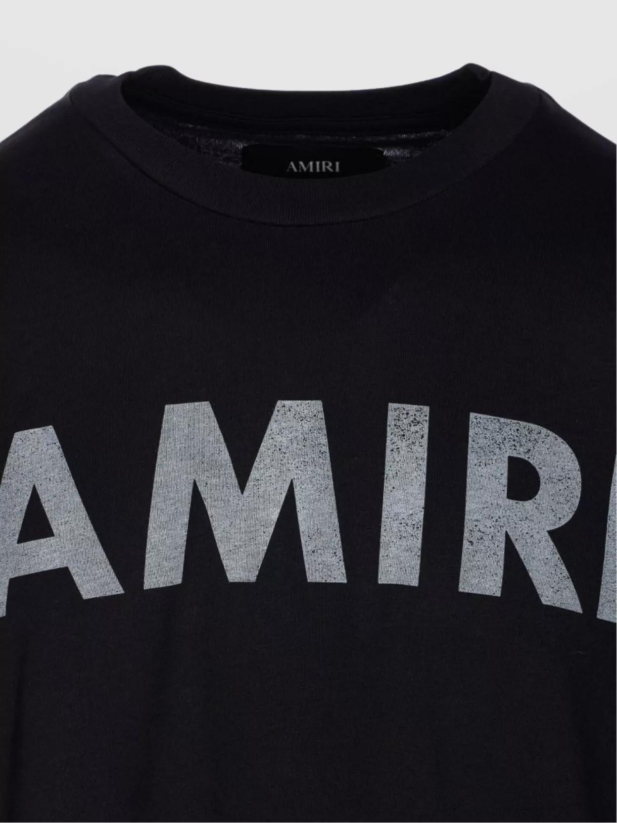 AMIRI Black Cotton T-shirt With Bold Logo Statement Product Image