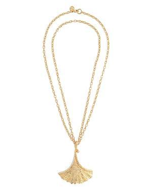 Womens Ginkgo 18K-Gold-Plated & Cubic Zirconia Pendant Necklace Product Image