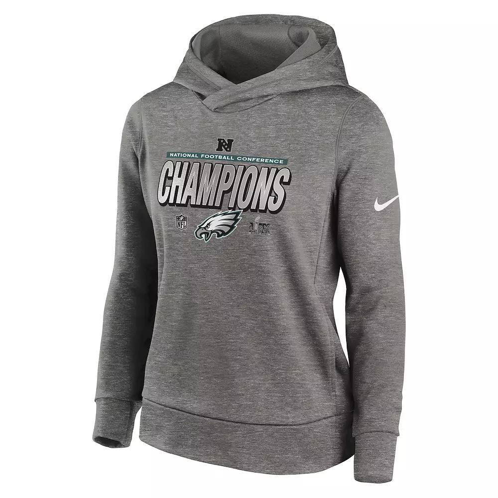 Women's Nike Philadelphia Eagles 2024 NFC Champions Locker Room Trophy Collection Club Fleece Pullover Hoodie, Size: Small, Gray Product Image
