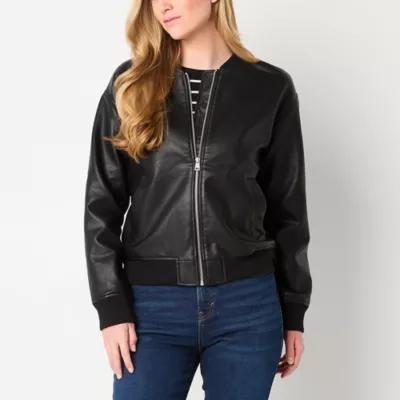 a.n.a Womens Faux Leather Midweight Bomber Jacket Product Image