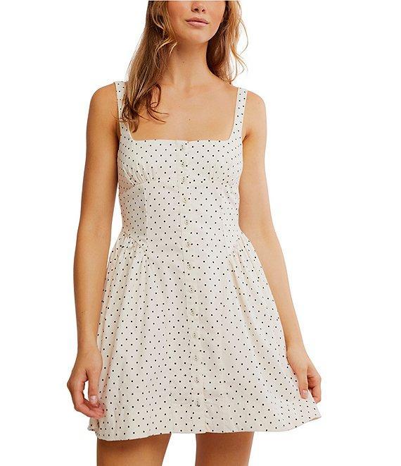 Free People Dotted Print Astrid Square Neck Sleeveless Mini Dress Product Image