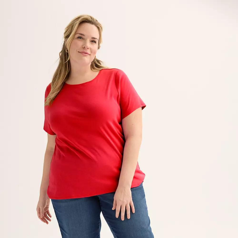 Plus Size Croft & Barrow Essential Crewneck Top, Womens Product Image