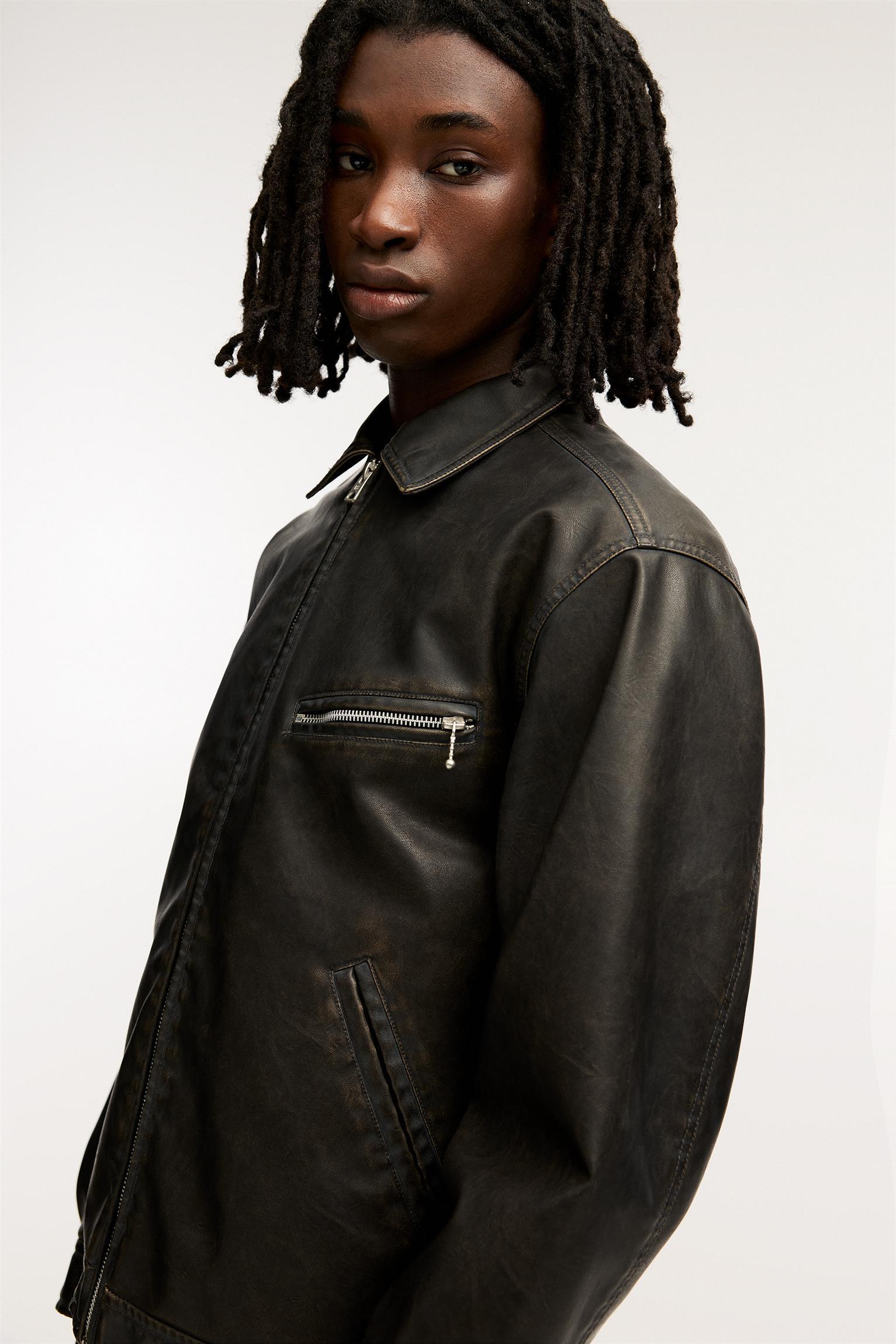 Faux leather worker jacket Product Image