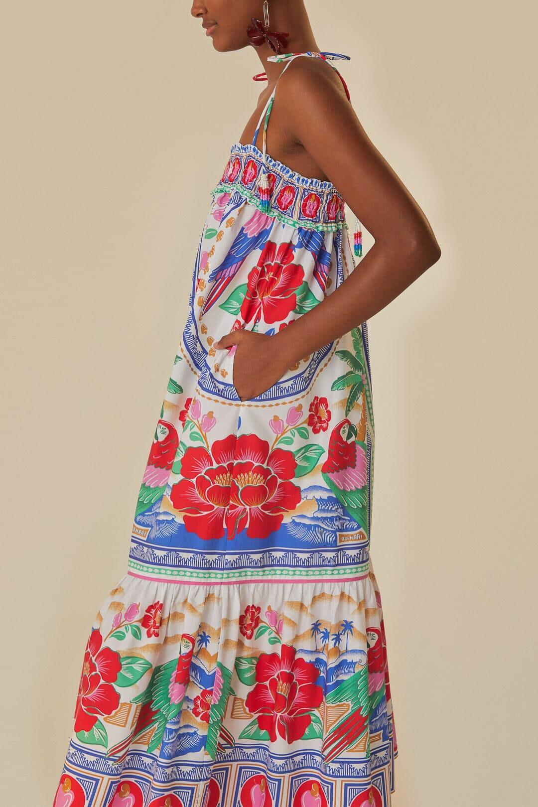 Off-White Flowers Beach Maxi Dress Product Image