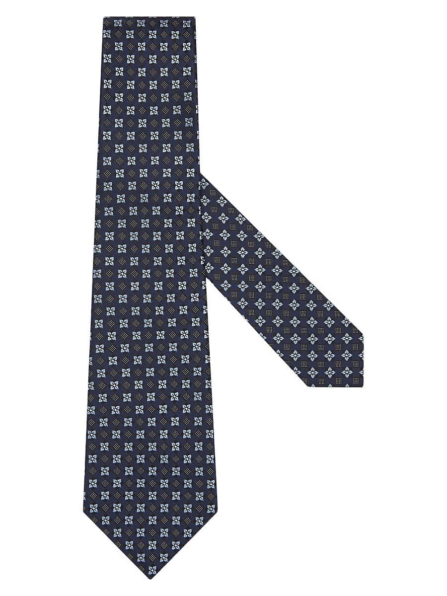 Mens Geometric Floral Silk Tie Product Image