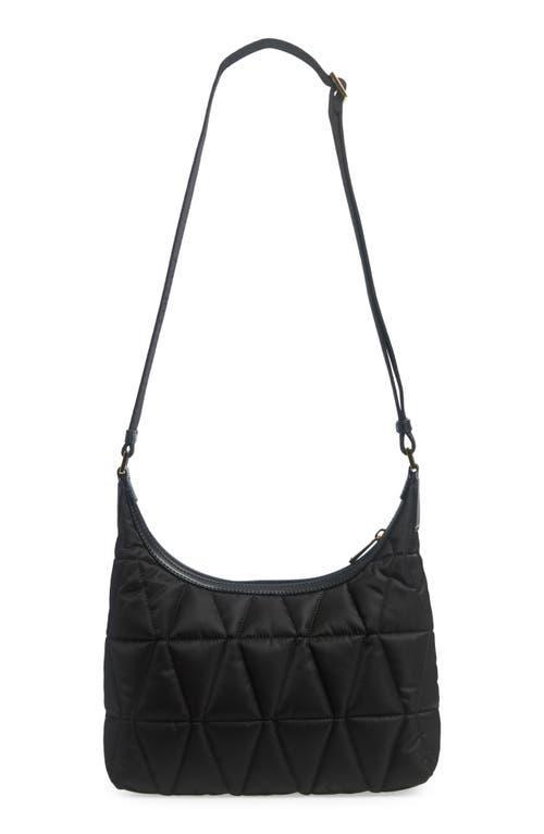 VERSACE Quilted Nylon Hobo Bag In Black- Gold Product Image