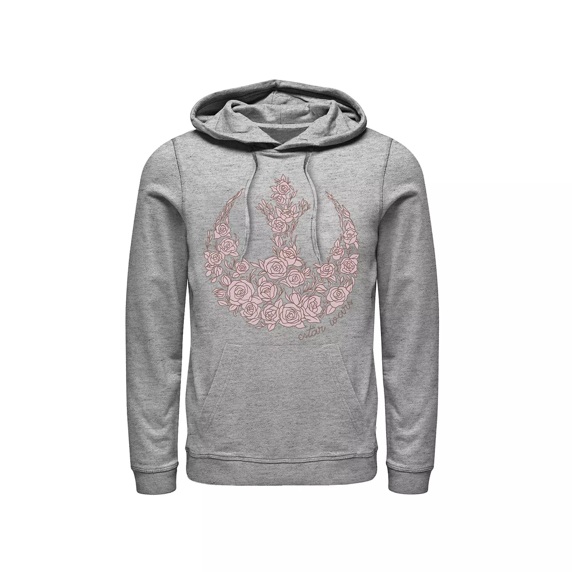 Men's Star Wars Rose Rebel Emblem Hoodie, Size: Small, Athletic Grey Product Image