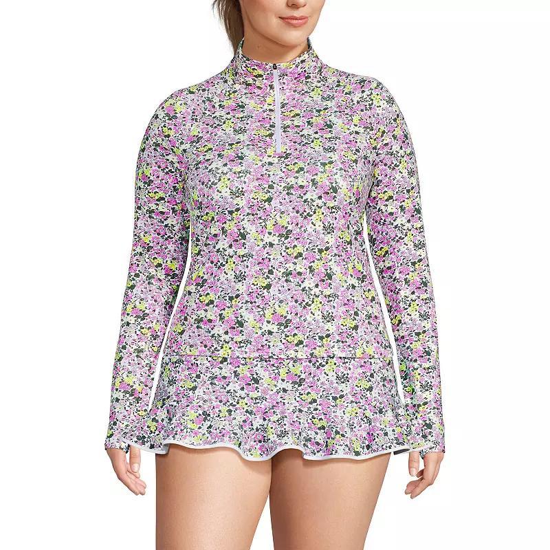 Plus Size Lands' End Long Sleeve Quarter Zip UPF 50 Swim Top, Women's, Size: 1XL, Icy Mint Green Product Image