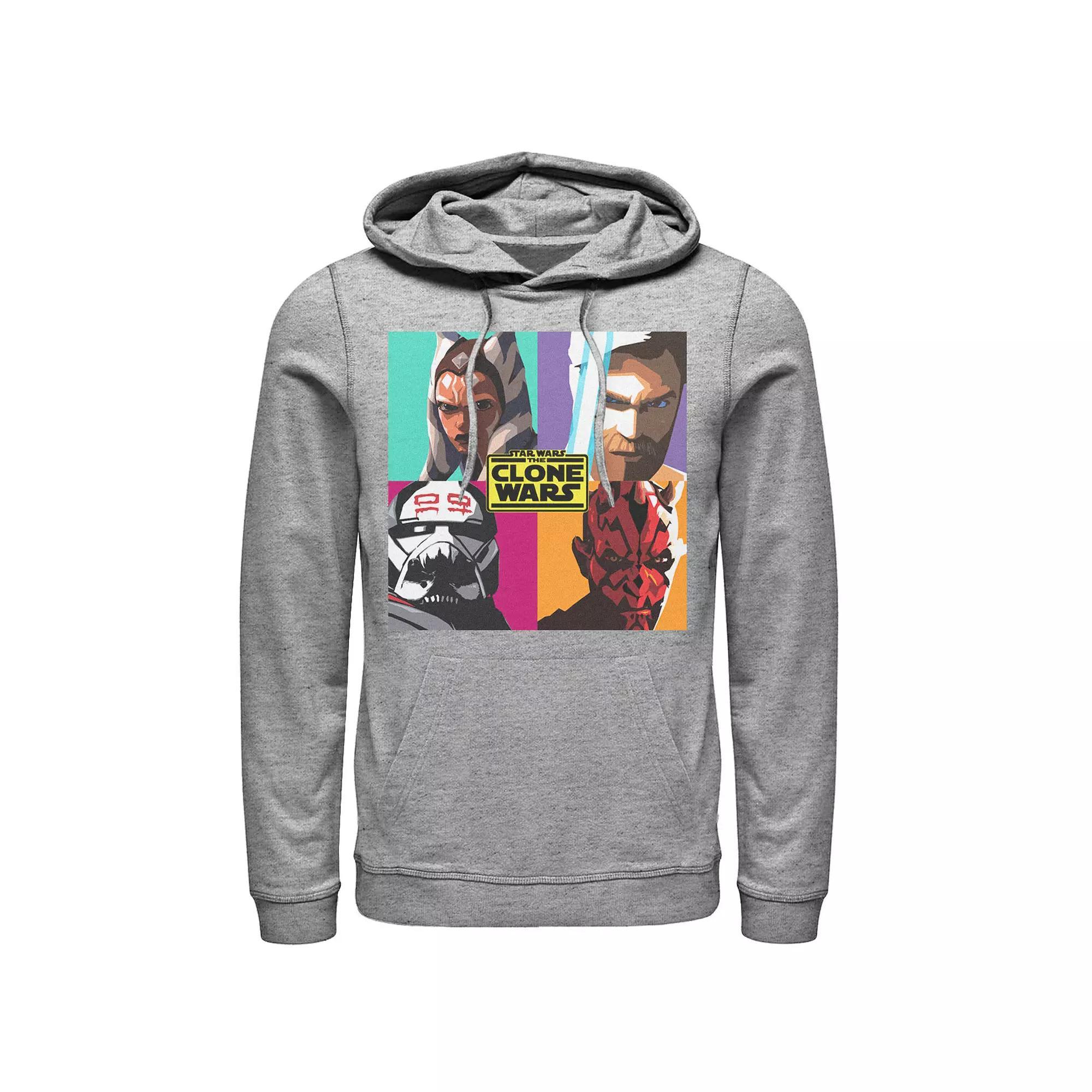 Men's Star Wars: The Clone Wars Pop Art Box Up Hoodie, Size: XXL, Athletic Grey Product Image