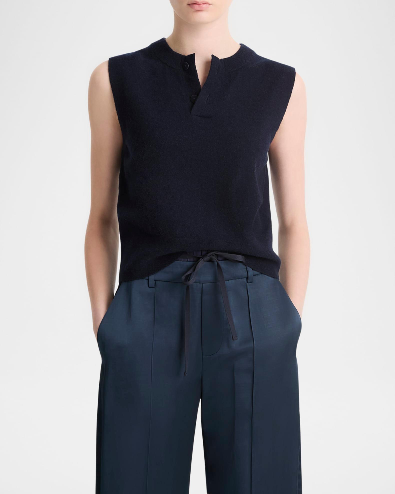 Sleeveless Henley Shell  Product Image