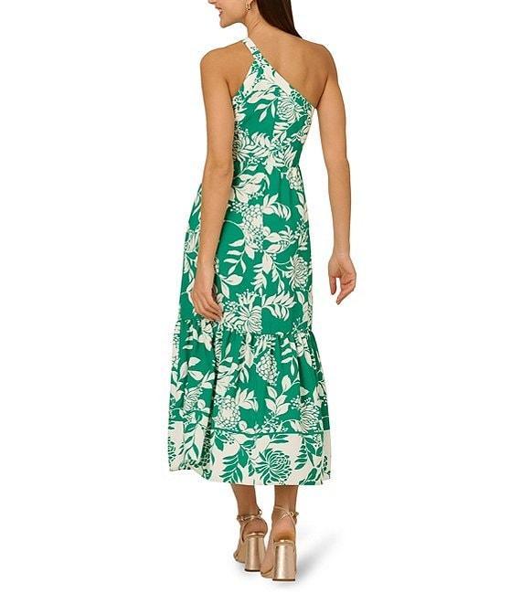 Adrianna by Adrianna Papell Knit Floral Print One-Shoulder Neck Sleeveless Fit and Flare Midi Dress Product Image