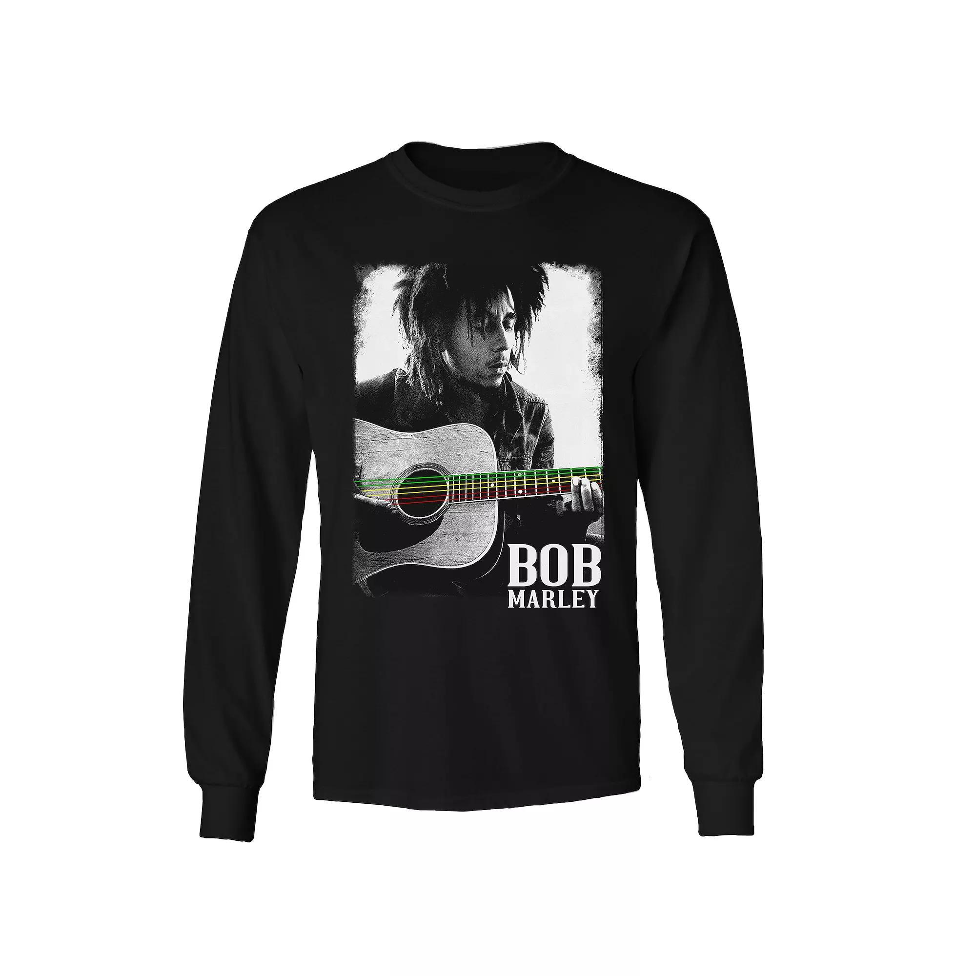 Men's Bob Marley Guitar Long Sleeve Tee, Size: Small, Black Product Image