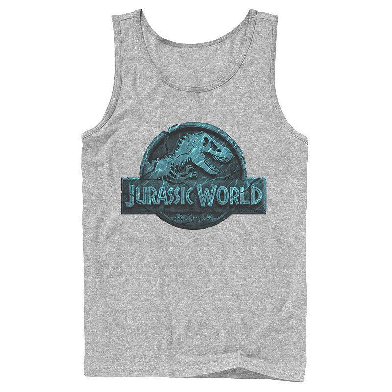 Men's Jurassic World Two Logo Lost In The Deep Tank Top, Size: XL, Athletic Grey Product Image