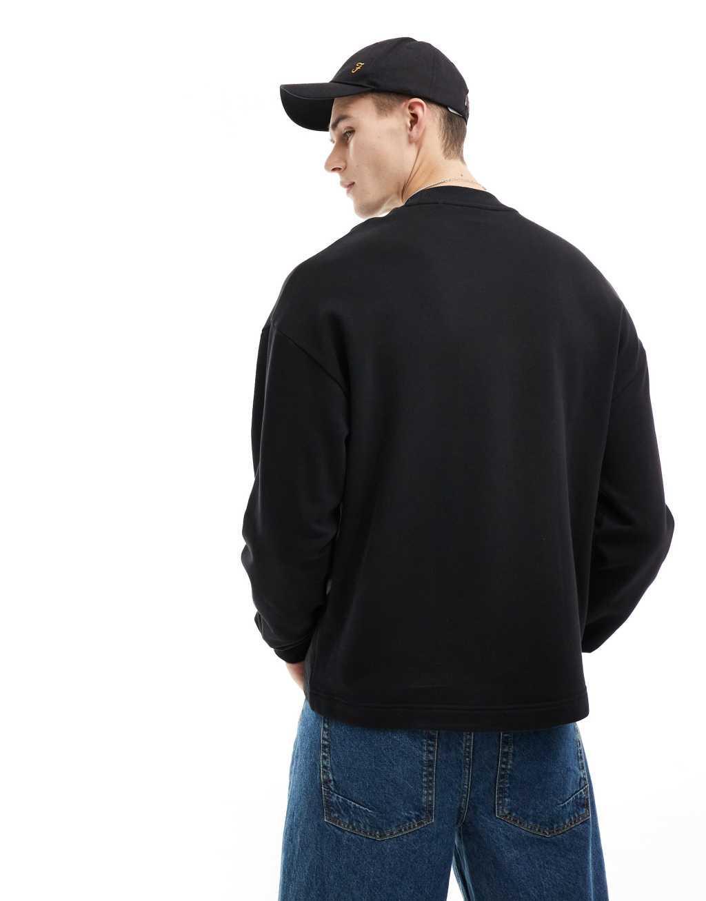 HUGO BLUE relaxed graphic sweatshirt in black Product Image