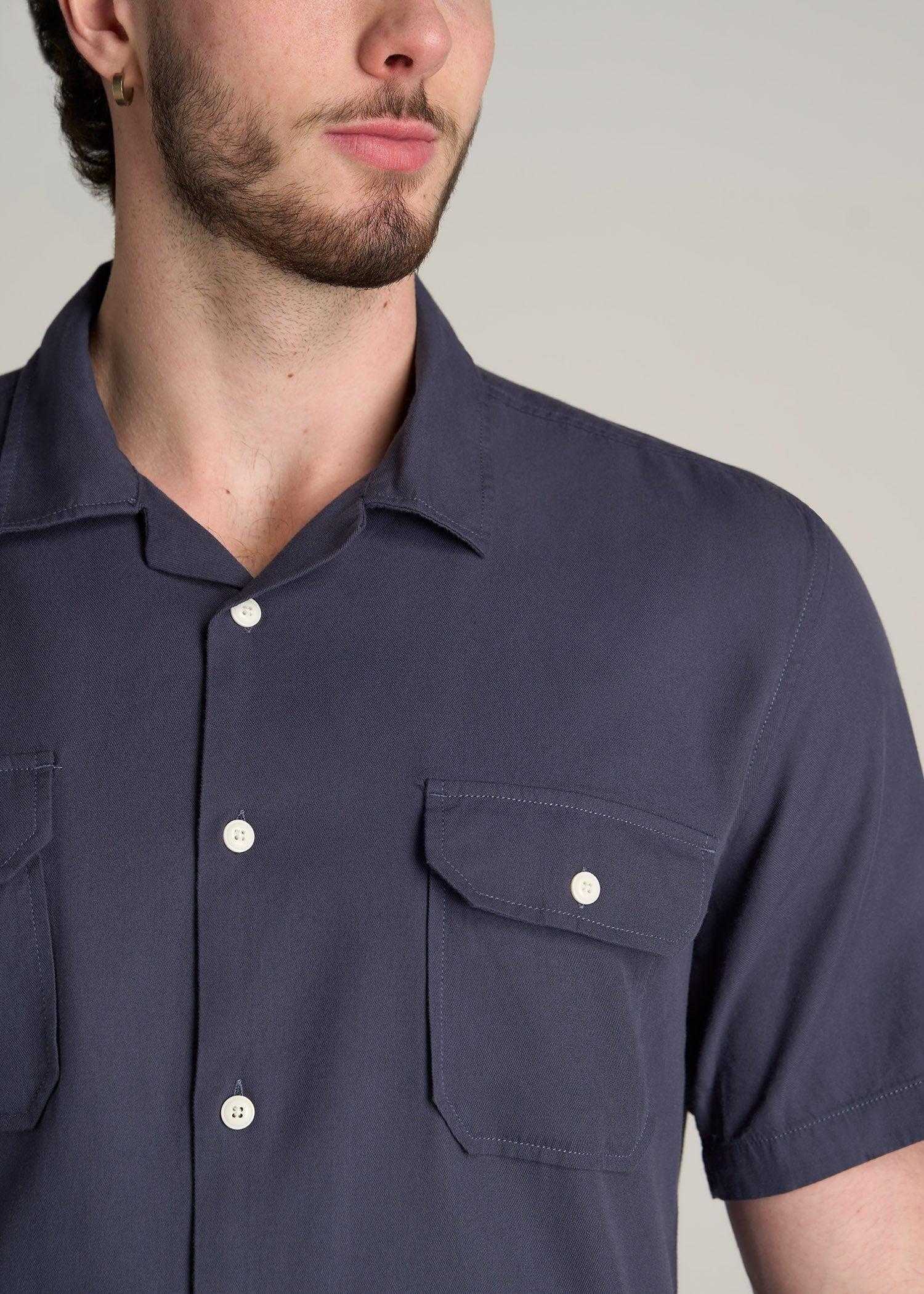 LJ&S Two-Pocket Camp Shirt for Tall Men in Weathered Navy Product Image