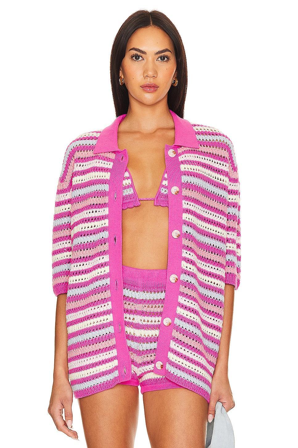 Lovers and Friends Lucia Cardigan in Pink & Blue Multi Product Image