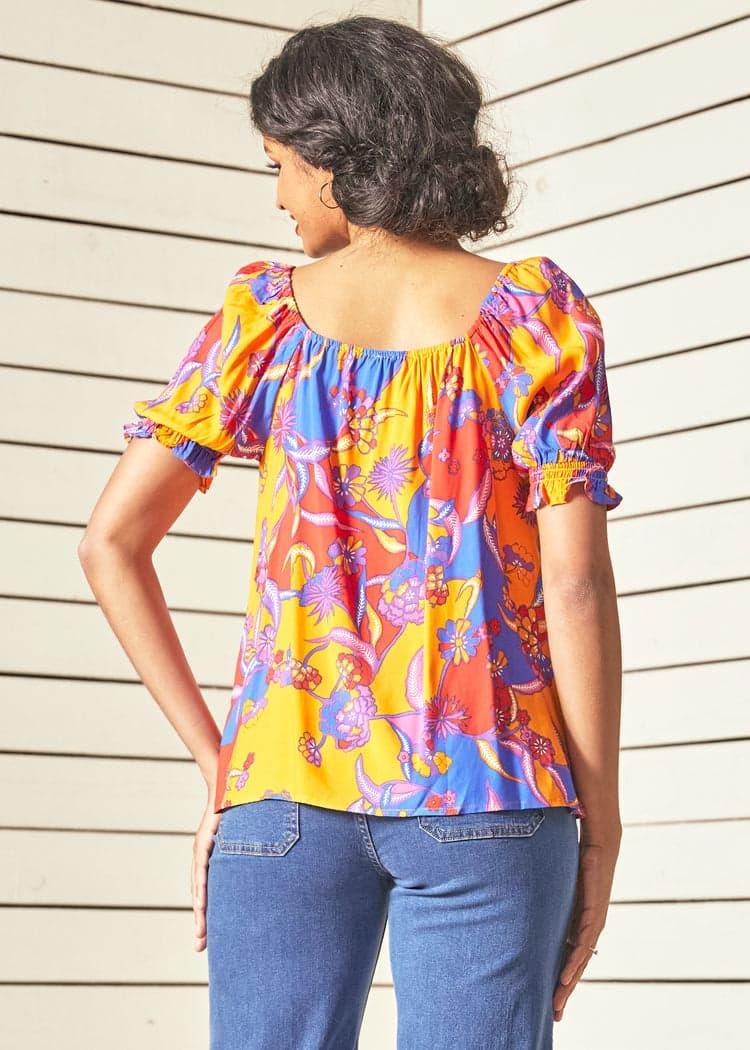 In All My Vibrance Peasant Blouse in Bali Floral Product Image