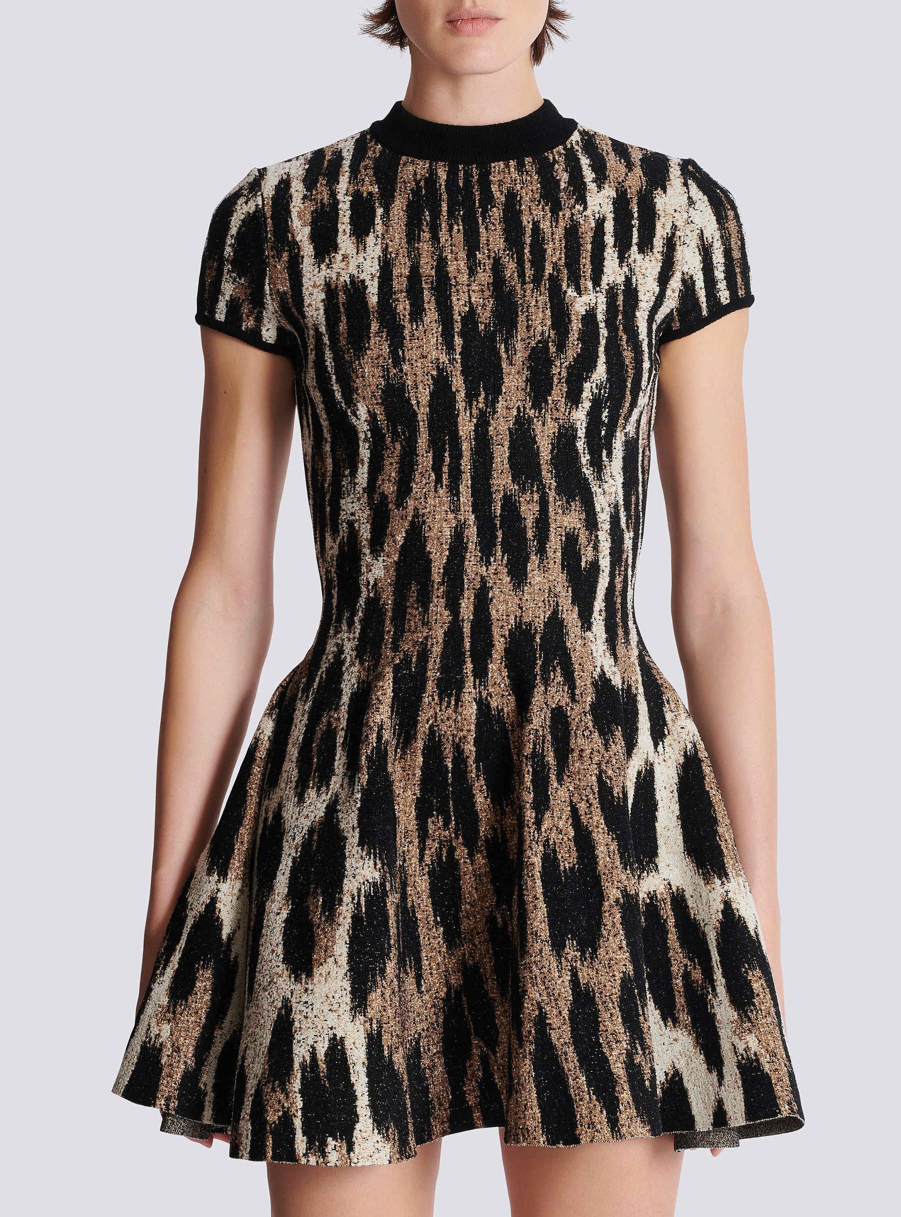 A-line leopard print jacquard dress Product Image