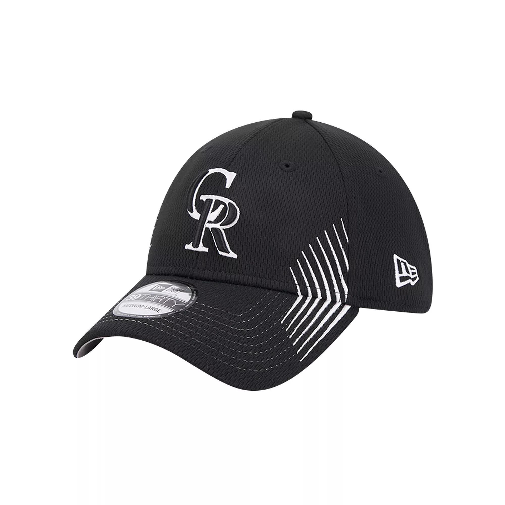 Men's New Era Black Colorado Rockies Active Dash Mark 39THIRTY Flex Hat,  Product Image