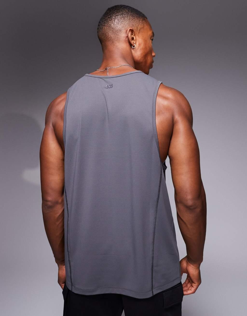 4505 Icon quick dry training tank top with racer back in charcoal  Product Image