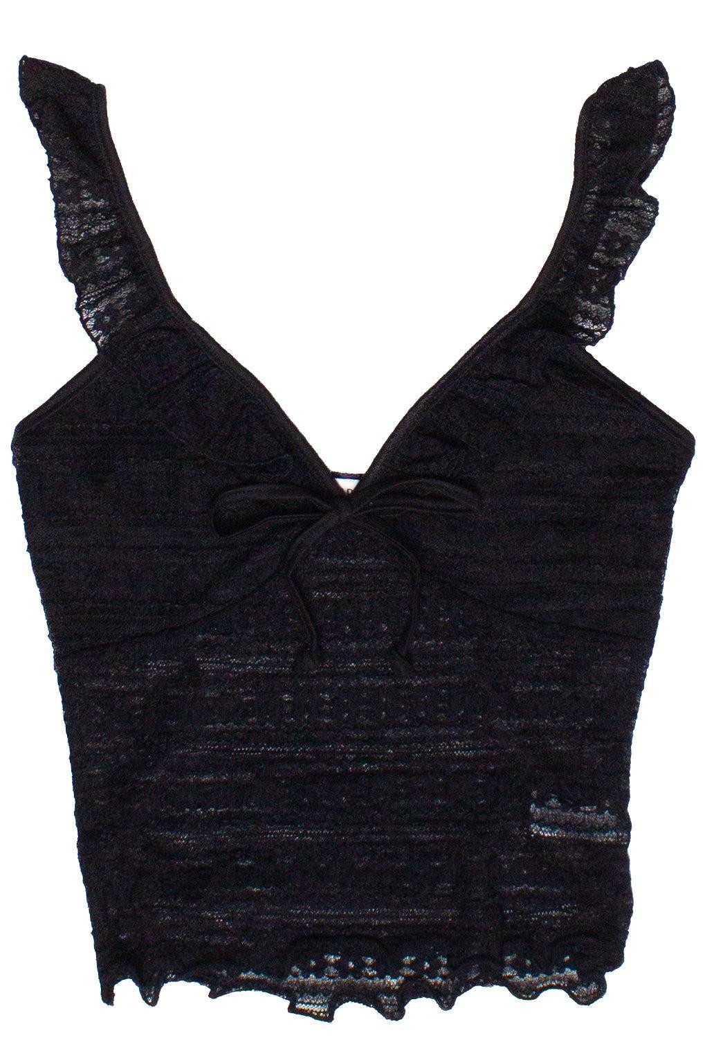 Ruffle Lace Tie Front Tank Top Product Image