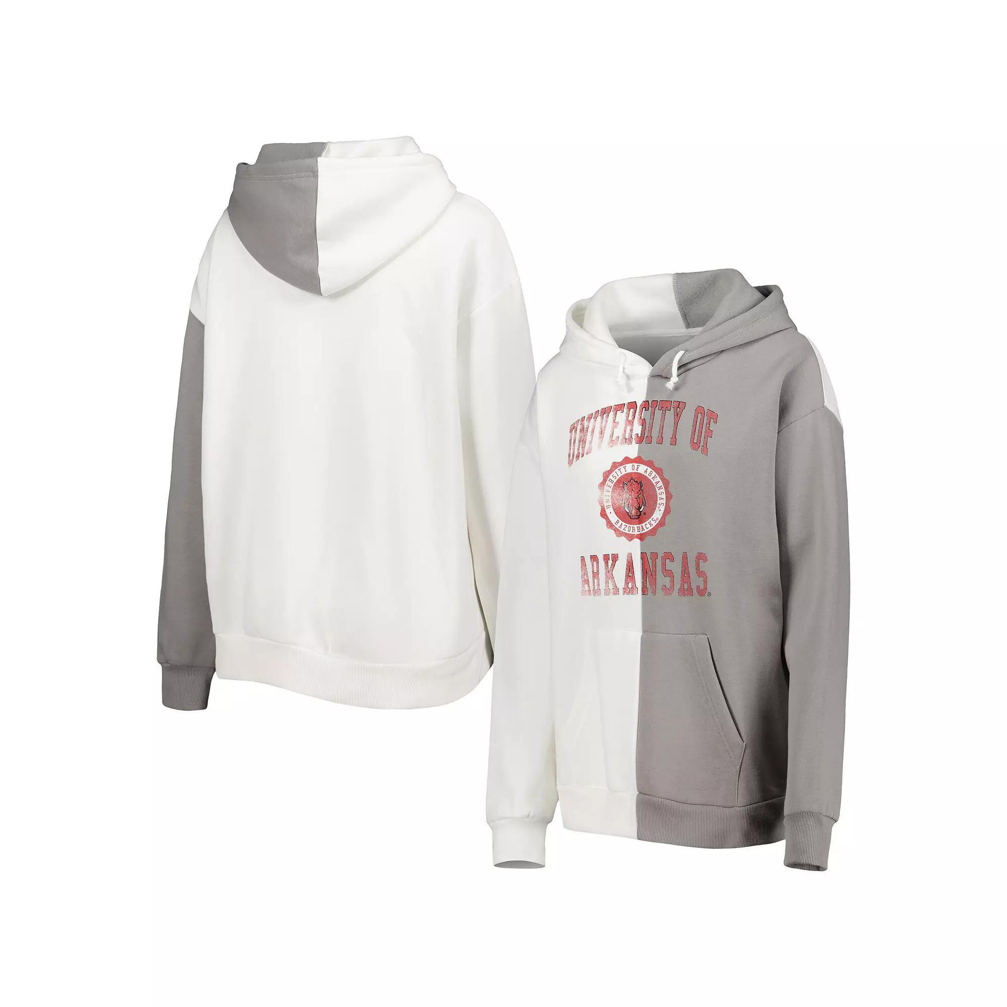 Women's Gameday Couture Gray/White Arkansas Razorbacks Split Pullover Hoodie, Size: Small Product Image