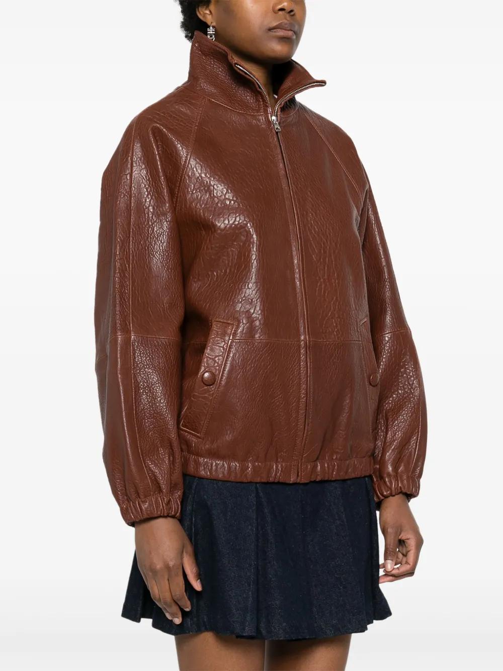 zip-up leather jacket Product Image