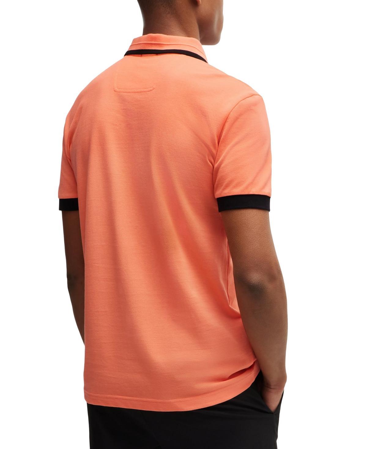 HUGO BOSS Logo-print Cotton Polo Shirt In Open Red Product Image