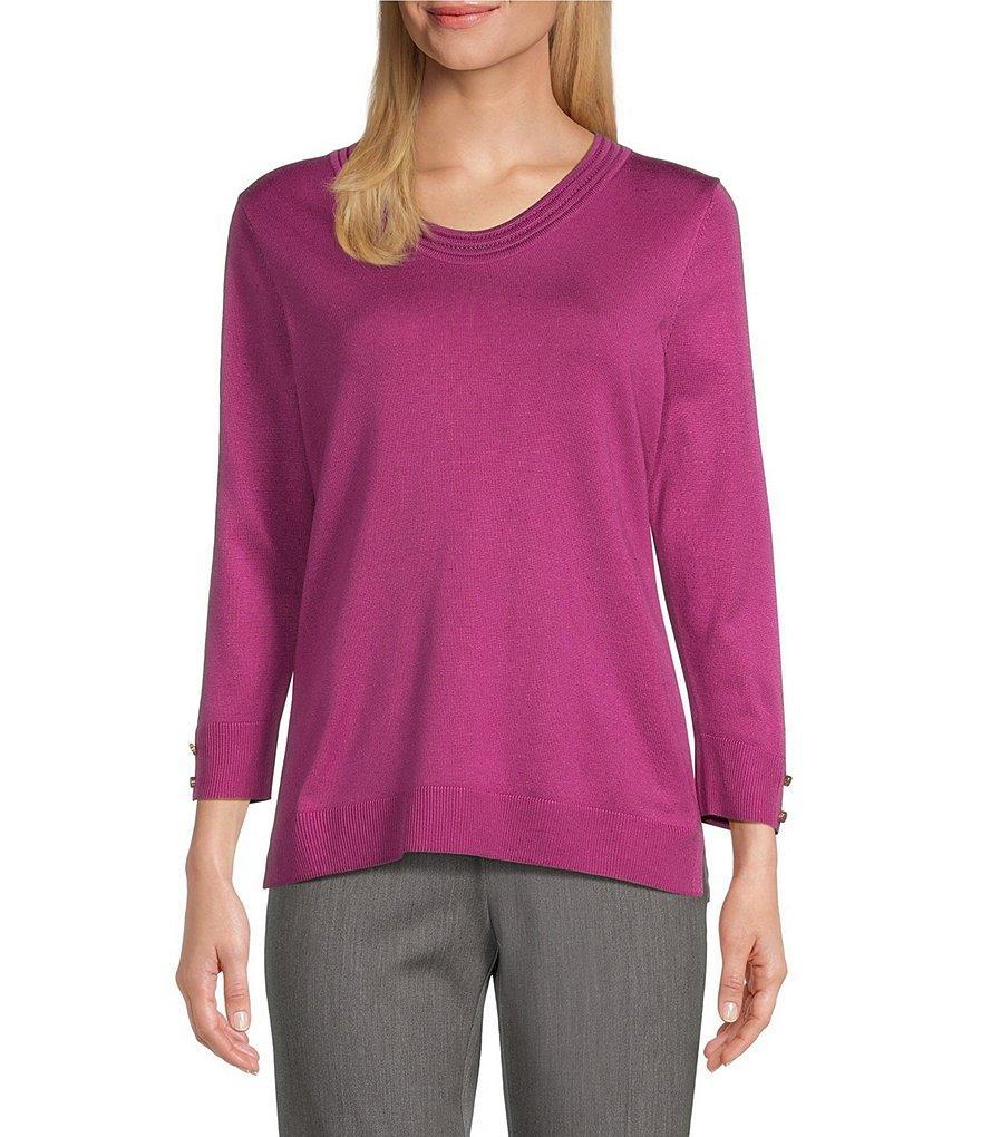 Investments 3/4 Sleeve Soft V-Neck Sweater Product Image