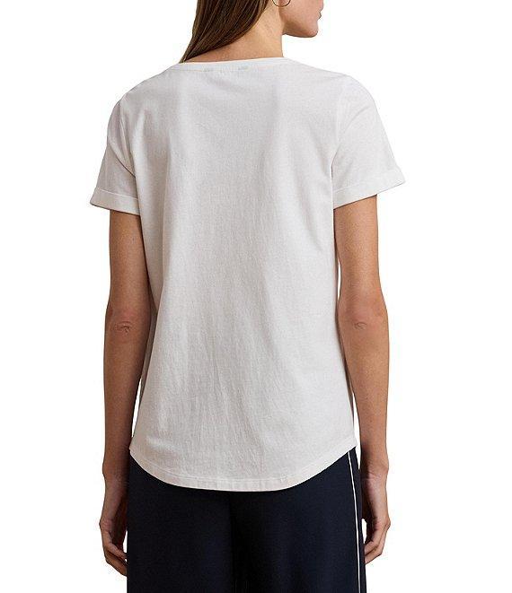 Lauren Ralph Lauren Cotton Jersey Beaded Logo Crew Neck Short Sleeve Tee Product Image
