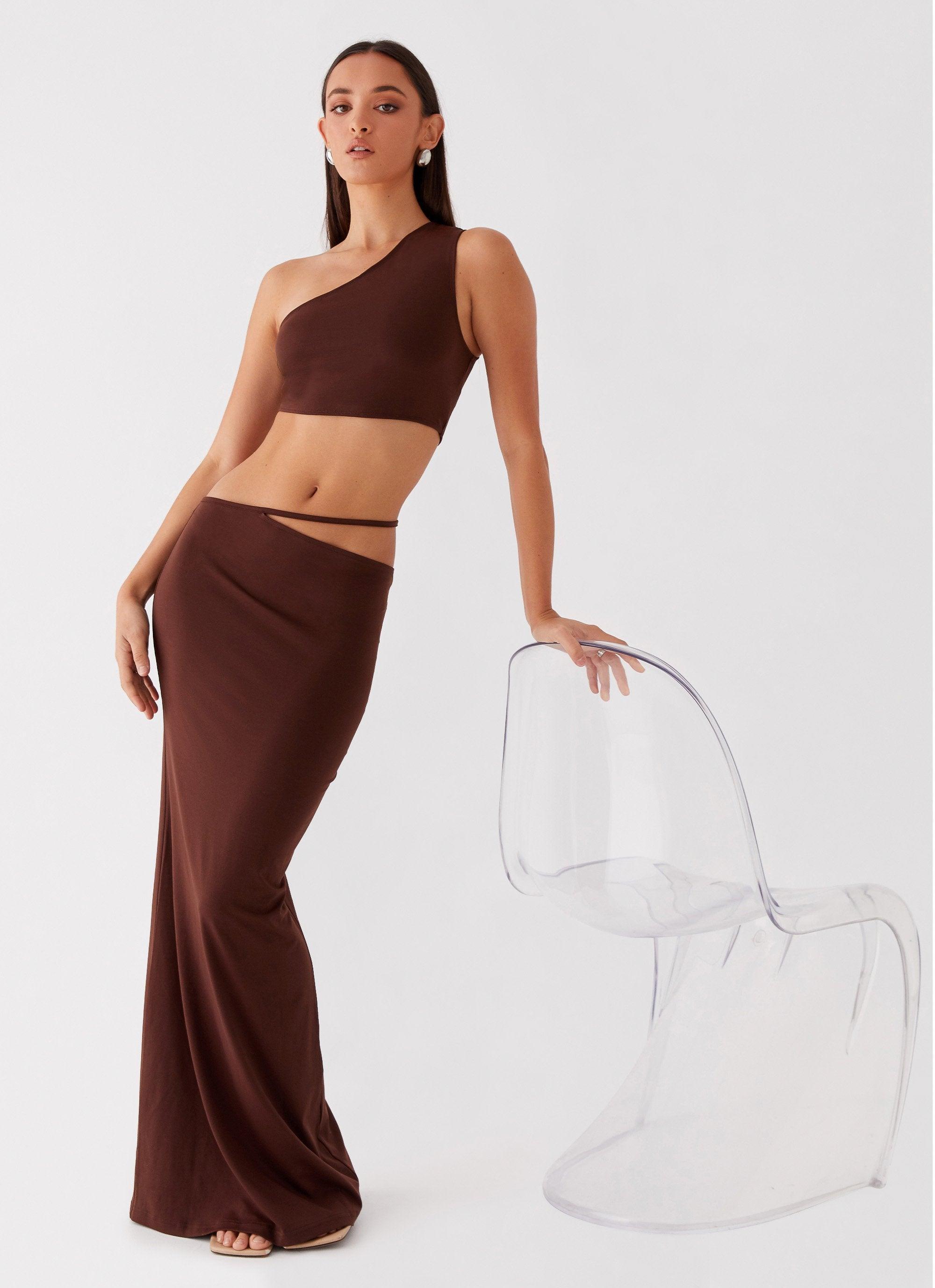 Like You Do Low Rise Maxi Skirt - Chocolate Product Image