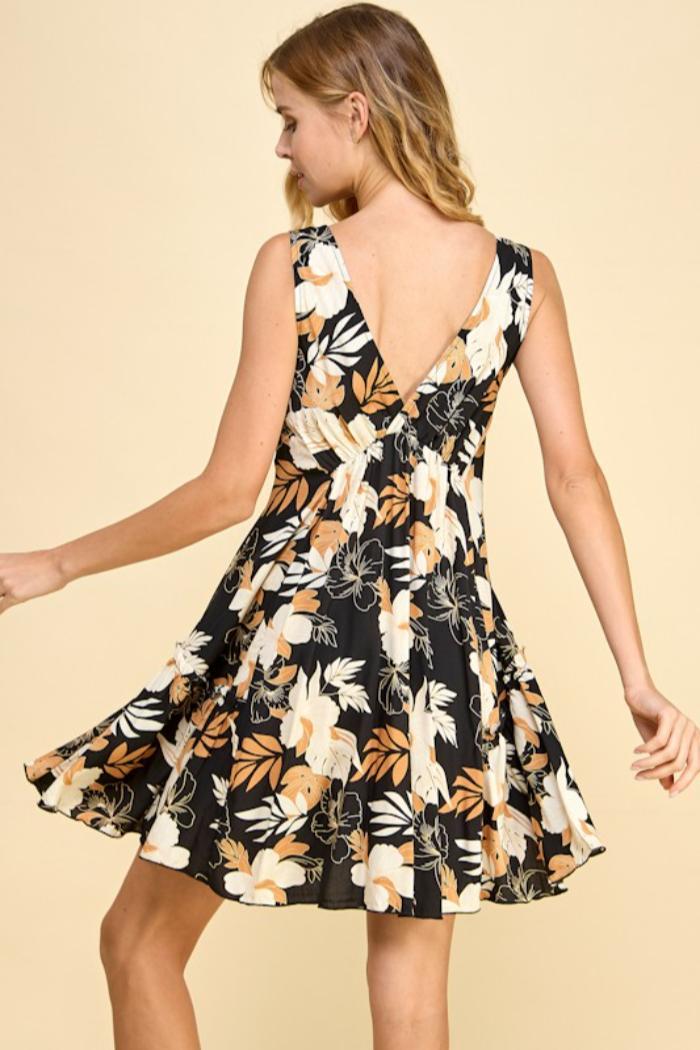 Floral V Neck Dress Product Image